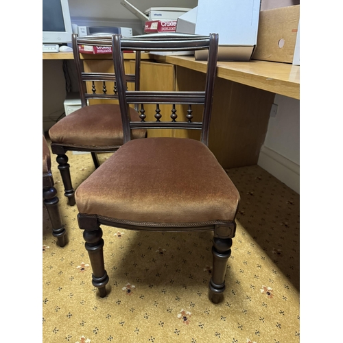 850a - Three Regency mahogany chairs { 88cm H X 48cm Sq.  }.