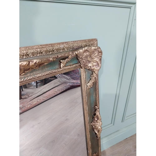 141a - Ornate French gilt and painted wall mirror. { 92cm H X 72cm W }. NOT AVAILABLE TO VIEW IN PERSON.