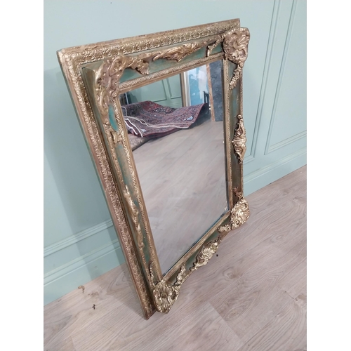 141a - Ornate French gilt and painted wall mirror. { 92cm H X 72cm W }. NOT AVAILABLE TO VIEW IN PERSON.