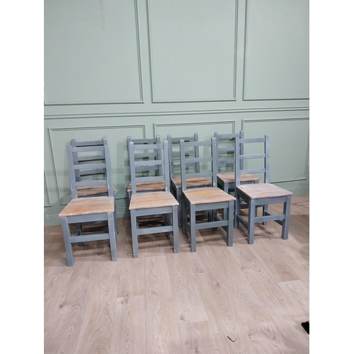 1105A - Set of eight country house painted chairs. {95 cm H x 37 cm W x 40 cm D}.