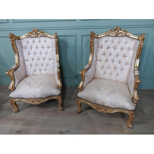 220A - Pair of French carved giltwood armchairs {127cm H x 80cm W x 67cm D} NOT AVAILABLE TO VIEW IN PERSON... 