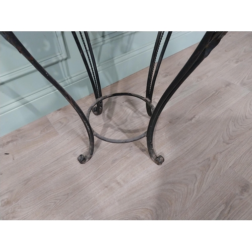 858 - French wrought iron garden table with marble top {74cm H x 55cm Dia} NOT AVAILABLE TO VIEW IN PERSON... 