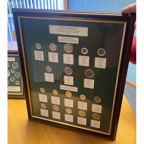 972A - Coins of Ireland  - Pre decimal Issues 1928 - 1971, mounted in a glazed frame.