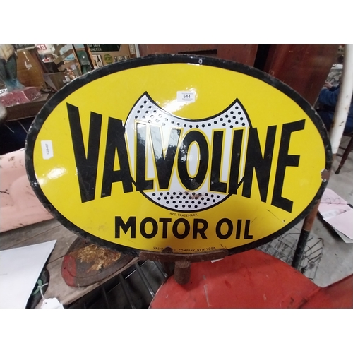 Valvoline Motor Oil enamel double sided Forecourt sign. {50 cm H x 70 cm W}.