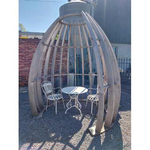 Good quality contemporary teak garden gazebo. {275 cm H x 250 cm W}.