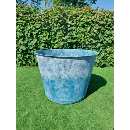 408 - Large wrought iron planter with verdigris copper effect. {76 cm H x 100 cm Dia.}.