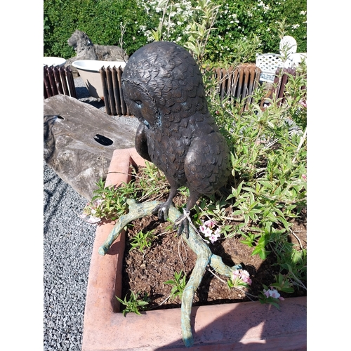 412 - Exceptional quality bronzed statue of an Owl {59 cm H x 52 cm W x 50 cm D}.