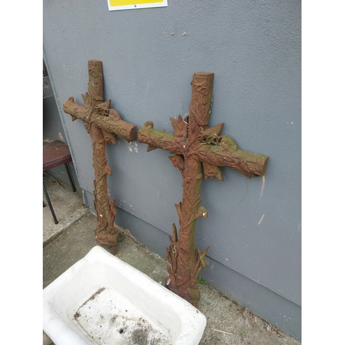 431 - Pair of 19th C. decorative cast iron crosses. {118 cm H x 54 cm W}.