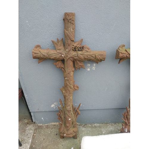 431 - Pair of 19th C. decorative cast iron crosses. {118 cm H x 54 cm W}.