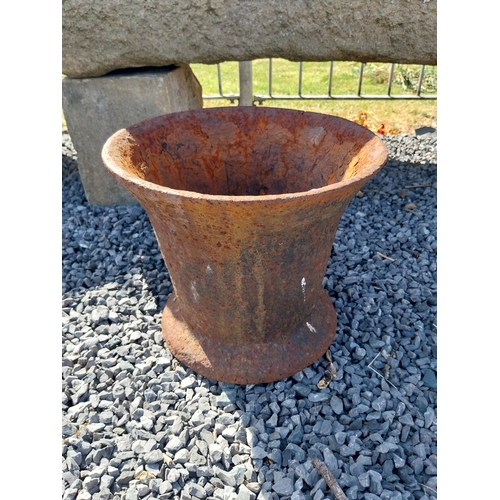 63 - 19th C. cast iron mortar. {30 cm H x 33 cm Dia.}.