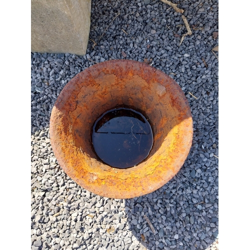 63 - 19th C. cast iron mortar. {30 cm H x 33 cm Dia.}.