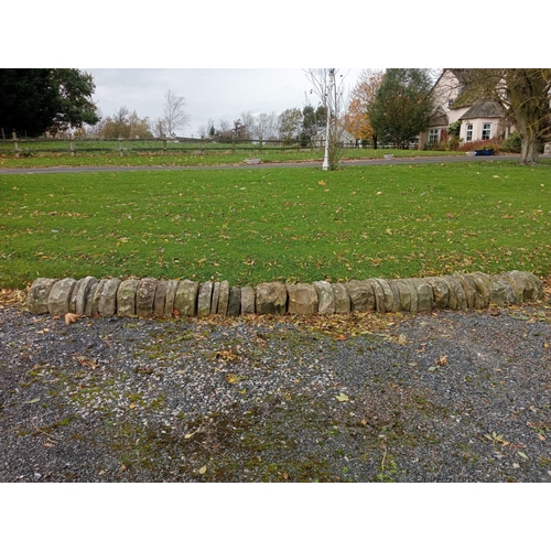 350 - Lot of 40- Yorkshire stone wall copings { 450cmW X  24cm H X  38cmD }.  NOT AVAILABLE TO VIEW IN PER... 