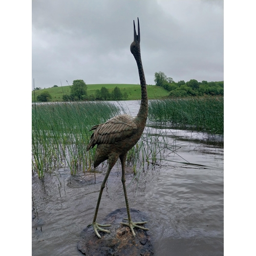 Pair of good quality bronze Storks which can also be used as a garden feature. {130 cm H x 50 cm W x 27 cm D} and {100 cm H x 39 cm W x 24 cm D}.