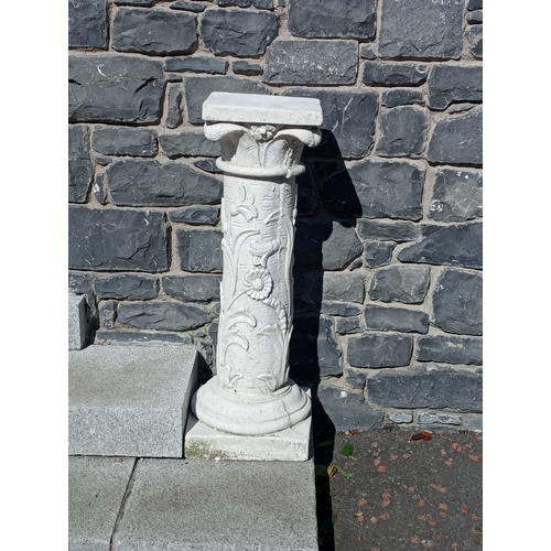 253 - Composition stone plinth { 82cm H X 25cm Sq }.  NOT AVAILABLE TO VIEW IN PERSON