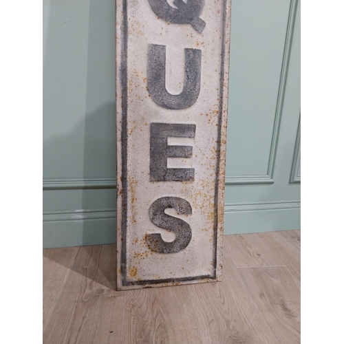 37 - Metal Antiques sign. {191 cm H x 33 cm W}.