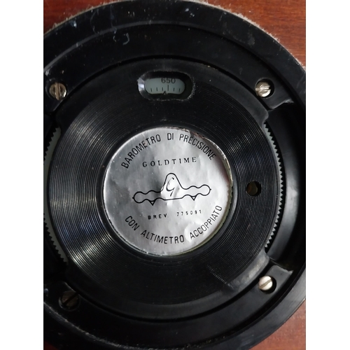 21 - German mahogany and brass barometer {17 cm H x 21 cm W}.