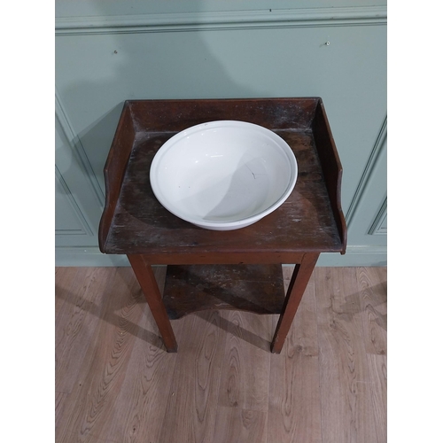 19 - 19th C. Pine washstand with gallery back and ceramic sink raised on square legs. {86 cm H x 65 cm W ... 