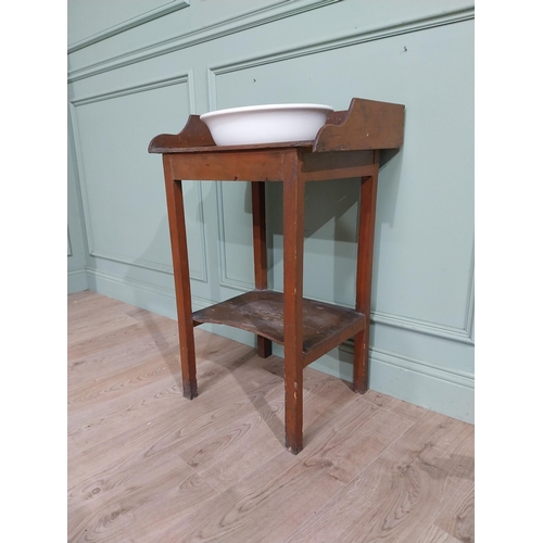 19 - 19th C. Pine washstand with gallery back and ceramic sink raised on square legs. {86 cm H x 65 cm W ... 