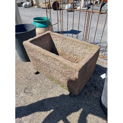 17 - 19th C. sandstone trough. {54 cm H x 95 cm W x 56 cm D}.