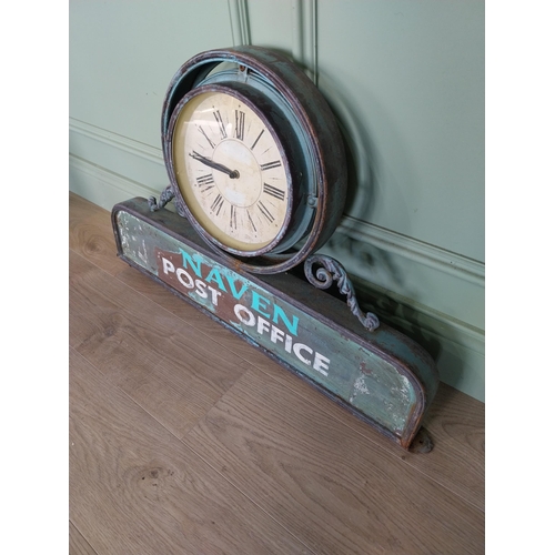 Vintage painted metal double sided Post Office clock. {50 cm H x 82 cm ...