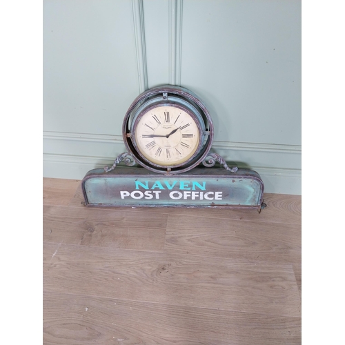 Vintage painted metal double sided Post Office clock. {50 cm H x 82 cm ...