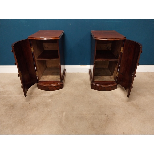 3 - Pair of Victorian mahogany bedside lockers with single door and shaped top. {72 cm H x 38 cm W x 56 ... 