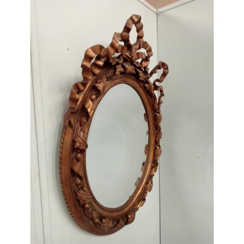 38 - Early 20th C.  Rococo style gilt wood oval bevel glass mirror {H 117cm x W 84cm x D 12cm } NOT AVAIL... 
