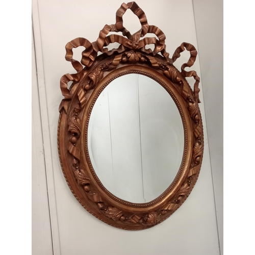 38 - Early 20th C.  Rococo style gilt wood oval bevel glass mirror {H 117cm x W 84cm x D 12cm } NOT AVAIL... 