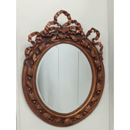 38 - Early 20th C.  Rococo style gilt wood oval bevel glass mirror {H 117cm x W 84cm x D 12cm } NOT AVAIL... 