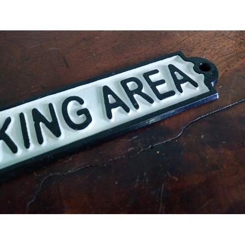 43 - Cast iron Smoking Area door sign. {5 cm H x 24 cm W}.