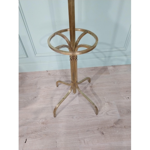 46 - Good quality Edwardian brass and wrought iron hat and coat stand. {190 cm H x 44 cm Dia.}.