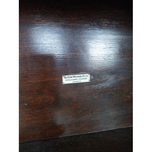 47 - Early 20th C. oak Globe-Wiernicke stackable bookcase with glazed doors. {200 cm H x 87 cm W x 32 cm ... 