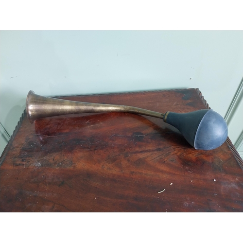 56 - Vintage brass car horn. {20 cm H x 48 cm W x 10 cm D}.