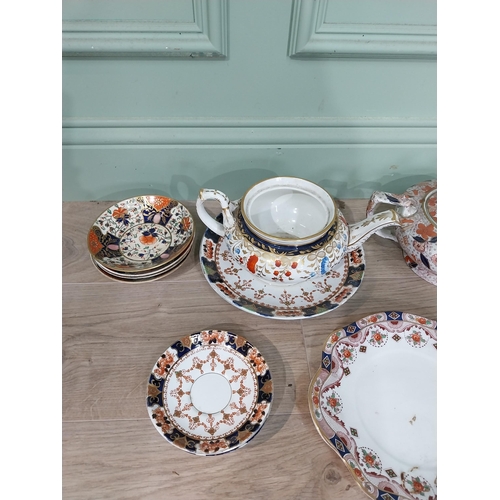 61 - Collection of thirty seven oriental ceramic plates, saucers and tea pots by Royal Stafford, Royal Ta... 