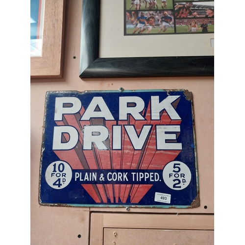 park drive tipped cigarettes Park Drive Plain and Cork tipped Cigarettes double sided enamel sign. {31  cm H x 40 cm W}