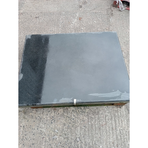 60 - Black Kilkenny marble table top with bull nose edging, circa 1900's. (H 10cm x W 134cm x D 93cm )