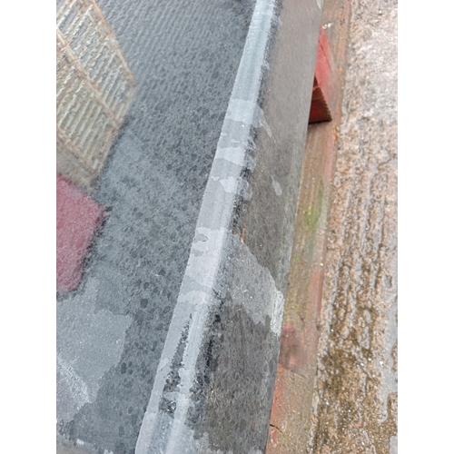 60 - Black Kilkenny marble table top with bull nose edging, circa 1900's. (H 10cm x W 134cm x D 93cm )