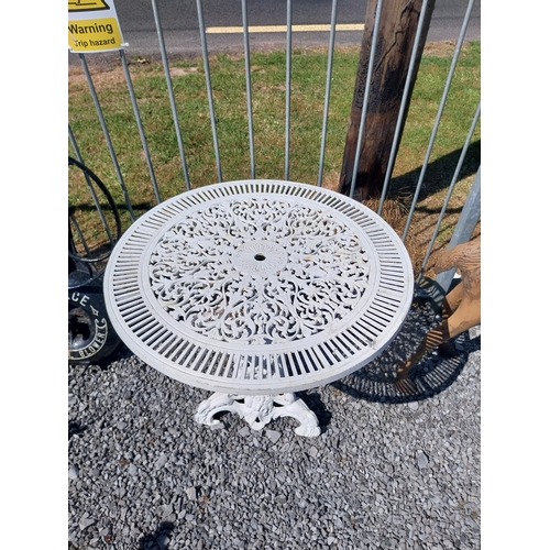 7 - Metal Garden table. {68 cm H x 77 cm W].