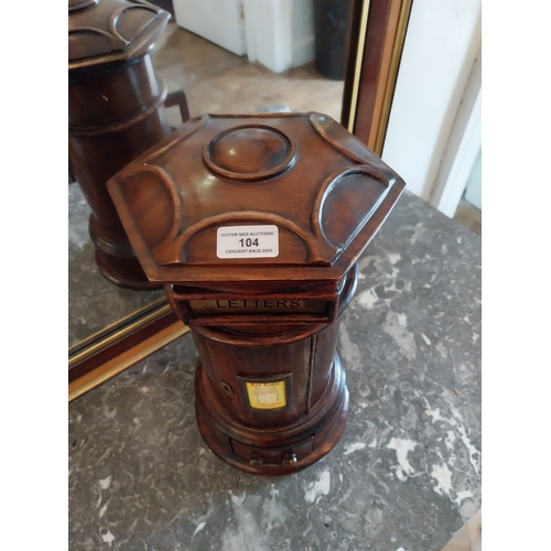104 - Good quality mahogany and brass Country House letter box, in the Georgian manner. { 42cm H X 20cm Di... 