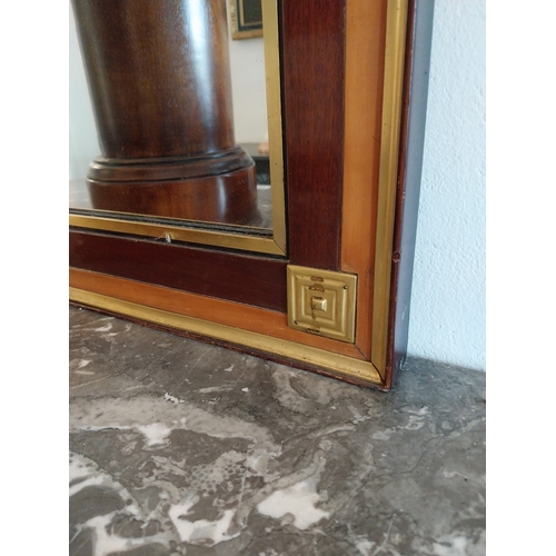 105 - Good quality Regency brass and rosewood pier mirror.  { 170cm H X 71cm W }.