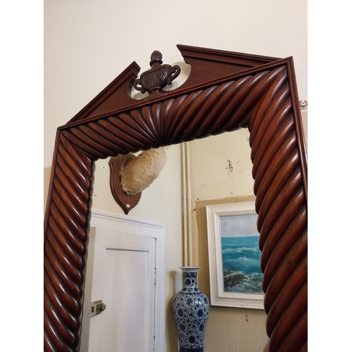 110 - Good quality Will. IV. Mahogany pier mirror, with architectural top. { 119cm H X 64cm W }.