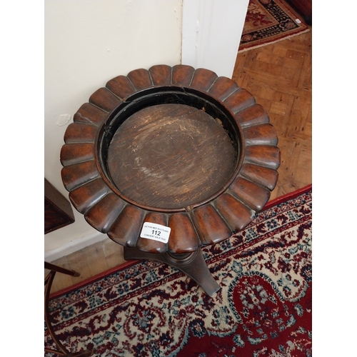 112 - Will. IV. Mahogany jardiniere, raised on reeded pedestal and platform base. { 81cm H X 40cm Dia }.