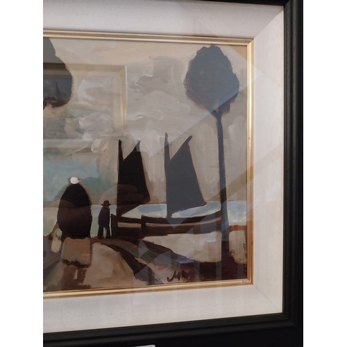 120 - Markey Robinson Shawlies Watercolour on Paper, mounted in a ebonised frame. { 32cm H X 49cm W }.