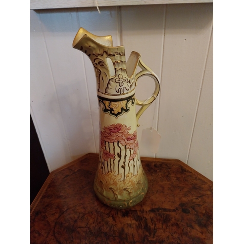 124 - Early 20th. C. Royal Staffordshire hand painted ceramic jug. { 33cm H X 14cm W X 11cm D }.