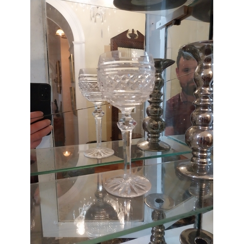 127 - Set of four Waterford Glass Crystal wine glasses { 19cm H X 8cm Dia }.