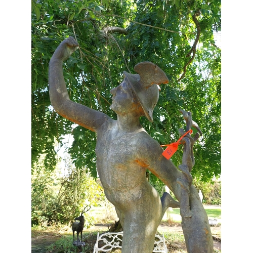 13 - Good quality bronzed effect cast iron statue of  Mercury. { 110cm H X 53cm W X 52cm D }.