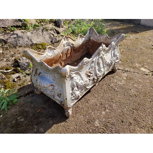 15 - 19th. C. cast iron planter. { 34cm H X 71cm W X 35cm D }.