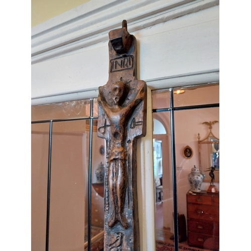 166 - Unusual carved Penal Cross of large proportions. { 46cm H X 10cm W }.