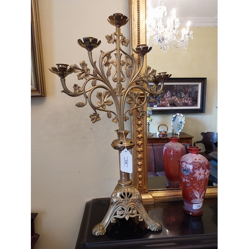 179 - Pair of good quality brass Ecclesiastical candlesticks. { 66cm H X 42cm W X 21cm D }.