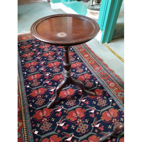 247 - Pair of mahogany wine tables, raised on turned columns and three outswept feet. { 50cm H X 30cm Dia ... 